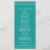 Turquoise White Elegant Wedding Programs Programmakaart (Achterkant)