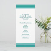 Turquoise White Elegant Wedding Programs Programmakaart (Staand voorkant)