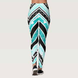 Turquoise, White en black Chevron Leggings