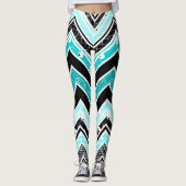 Turquoise, White en black Chevron Leggings (Voorkant)
