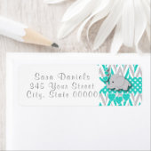 Turquoise, White en Grey Elephant Baby shower 2 Etiket (Insitu)