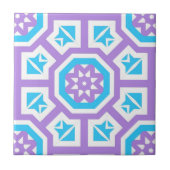Turquoise White en Paars Elegant Geometric Pattern Tegeltje (Voorkant)