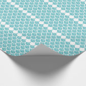 Turquoise & White Floral Damask Geometric Pattern Cadeaupapier (Hoek)
