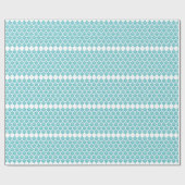 Turquoise & White Floral Damask Geometric Pattern Cadeaupapier (Vlak)