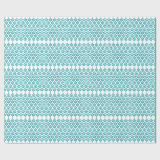 Turquoise & White Floral Damask Geometric Pattern Cadeaupapier (Vlak)