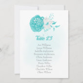 turquoise & white floral Seating card (Voorkant)