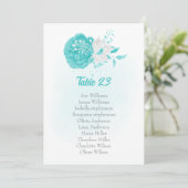 turquoise & white floral Seating card (Staand voorkant)