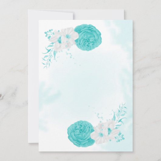 turquoise & white floral Seating card (Achterkant)