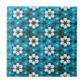 Turquoise & White Flower Pattern Tegeltje (Voorkant)