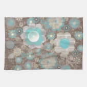 Turquoise-White Flowers American MoJo Kitchen Theedoek (Horizontaal)