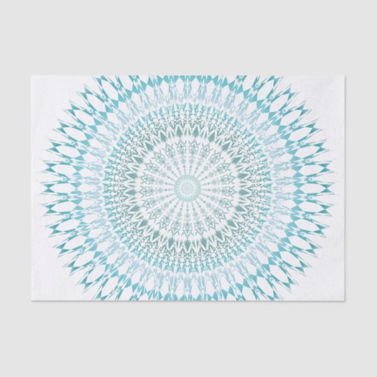 Turquoise White Geometric Modern Mandala Tissuepapier (Voorkant)