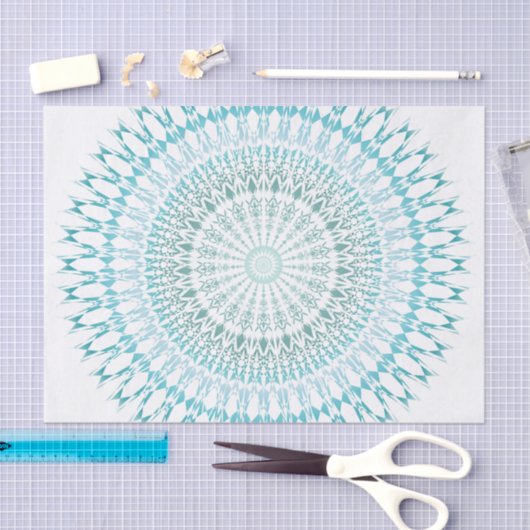 Turquoise White Geometric Modern Mandala Tissuepapier (Craft)