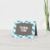 Turquoise & White Gingham Canvas Bedankkaart (Voorkant)