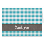 Turquoise & White Gingham Canvas Dank je wel (Voorkant Horizontaal)