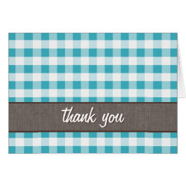 Turquoise & White Gingham Canvas Dank je wel