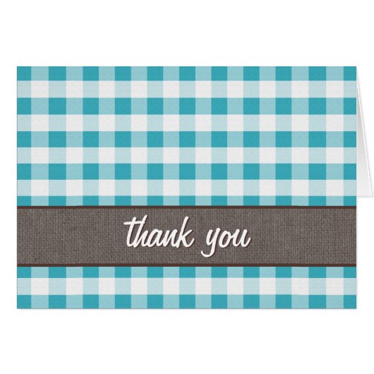Turquoise & White Gingham Canvas Dank je wel (Voorkant Horizontaal)
