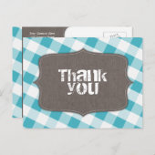 Turquoise White Gingham Canvas Dank u Briefkaarten (Voorkant / Achterkant)