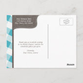Turquoise White Gingham Canvas Dank u Briefkaarten (Achterkant)