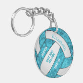 turquoise white girly , aangepast volleybal sleutelhanger (Voorkant Links)
