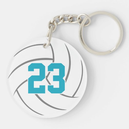 turquoise white girly , aangepast volleybal sleutelhanger (Achterkant)