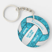 turquoise white girly , aangepast volleybal sleutelhanger (Voorkant)