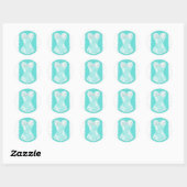 Turquoise & White Glam Lingerie Shower Party Favor Ronde Sticker (Vel)