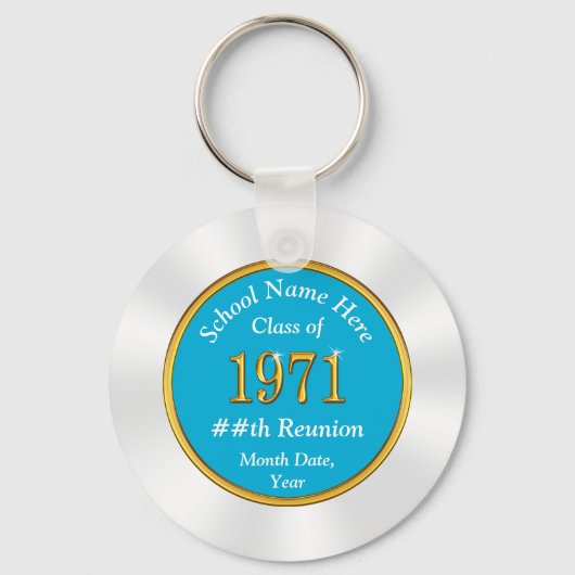 Turquoise White Gold, Klasse of 1971 Reunion Favor Sleutelhanger (Voorkant)