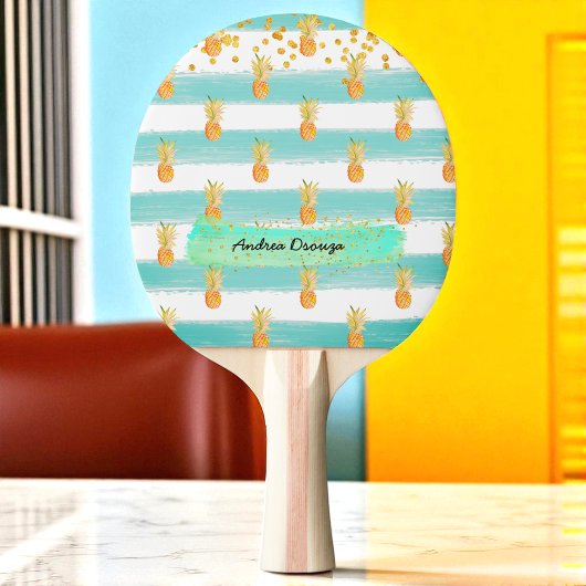 Turquoise White Gold Pineapple Summer Tafeltennisbatje