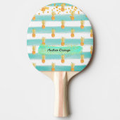 Turquoise White Gold Pineapple Summer Tafeltennisbatje (Voorkant)