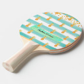 Turquoise White Gold Pineapple Summer Tafeltennisbatje (Voorkant Gekanteld)
