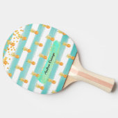 Turquoise White Gold Pineapple Summer Tafeltennisbatje (Zijkant)