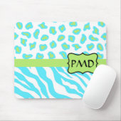 Turquoise, White & Green Zebra & Cheetah Custom Muismat (Met muis)