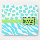 Turquoise, White & Green Zebra & Cheetah Custom Muismat (Voorkant)