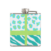 Turquoise White Green Zebra Leopard Skin Monogram Heupfles (Achterkant)