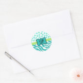 Turquoise White Green Zebra Leopard Skin Monogram Ronde Sticker (Envelop)