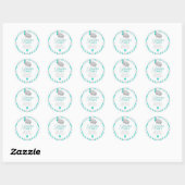 Turquoise, White Grey Elephant Baby shower Ronde Sticker (Vel)