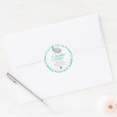 Turquoise, White Grey Elephant Baby shower Ronde Sticker (Envelop)