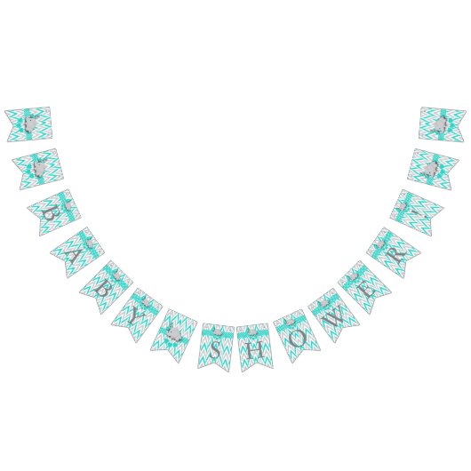 Turquoise, White Grey Elephant Baby shower Vlaggetjes (Alle)