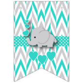 Turquoise, White Grey Elephant Baby shower Vlaggetjes (Tweede vlag)