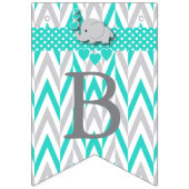 Turquoise, White Grey Elephant Baby shower Vlaggetjes (Derde vlag)