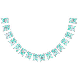 Turquoise, White Grey Elephant Baby Sprinkle Vlaggetjes