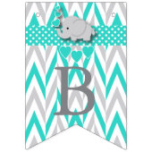 Turquoise, White Grey Elephant Baby Sprinkle Vlaggetjes (Tweede vlag)