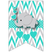 Turquoise, White Grey Elephant Baby Sprinkle Vlaggetjes (Eerste vlag)