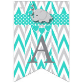 Turquoise, White Grey Elephant Baby Sprinkle Vlaggetjes (Derde vlag)