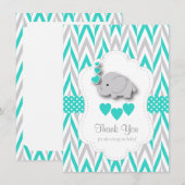 Turquoise, White, Grey Elephant Dank je Bedankkaart (Voorkant / Achterkant)