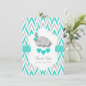 Turquoise, White, Grey Elephant Dank je Bedankkaart (Staand voorkant)