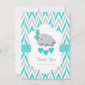Turquoise, White, Grey Elephant Dank je Bedankkaart (Voorkant)