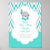 Turquoise, White Grey Elephant Game Instruction Poster (Voorkant)