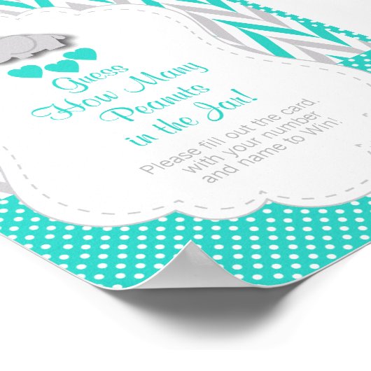 Turquoise, White Grey Elephant Game Instruction Poster (Hoek)