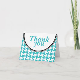 Turquoise White Houndstooth aangepaste bedankkaart